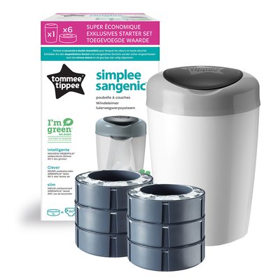 Poubelle à couches Simplee Sangenic et 6 recharges TOMMEE TIPPEE