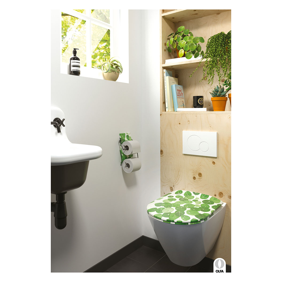 Abattant OLFA wood slim double déclipsable "Feuilles de Piléa", HOME MAISON
