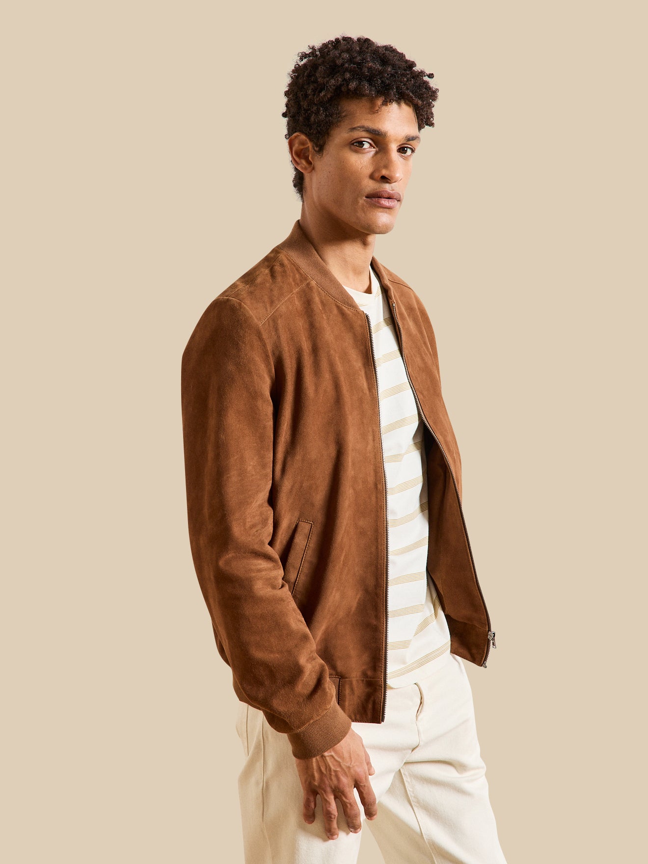 Blouson zippé cuir velours, CYRILLUS