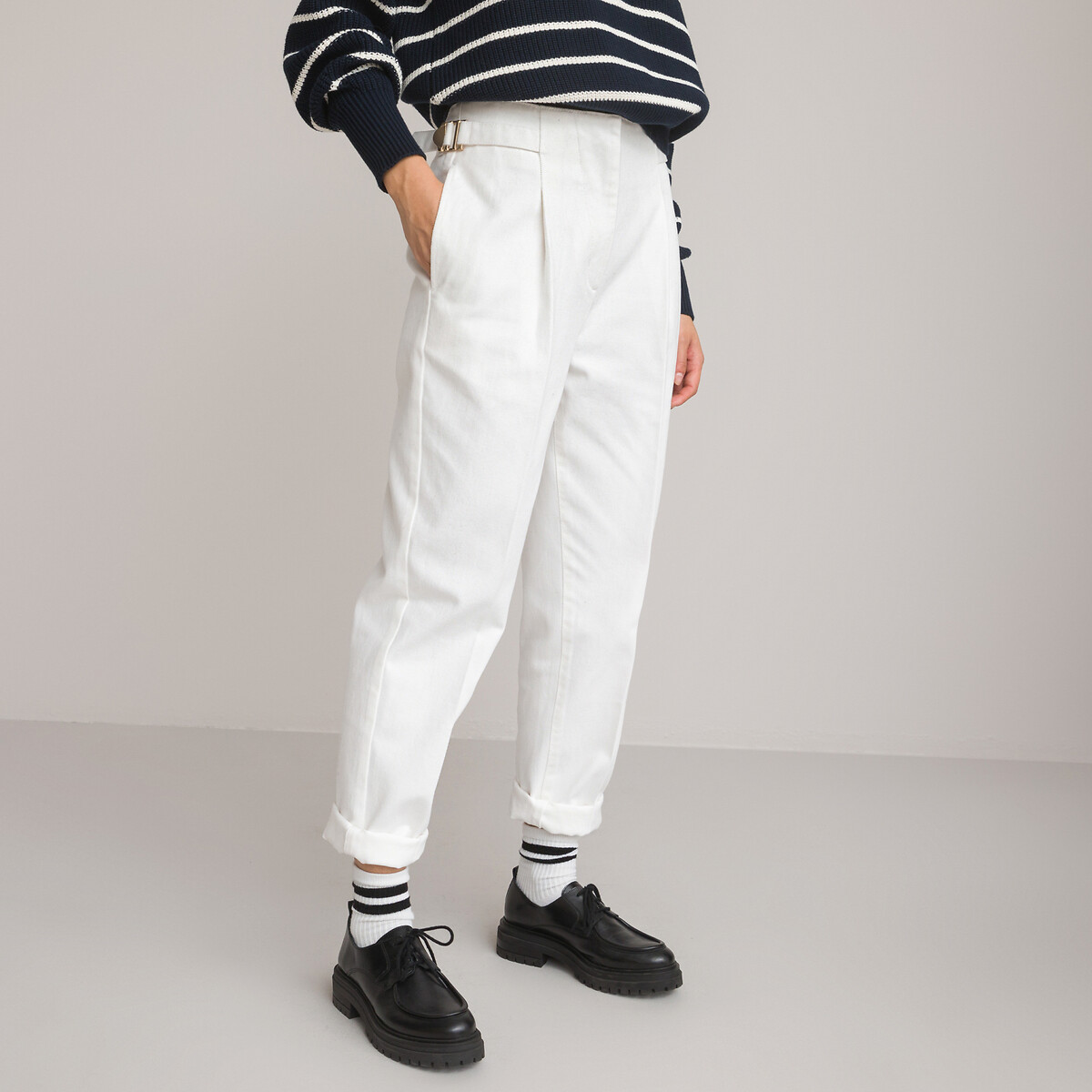 Cotton cigarette trousers, length 30