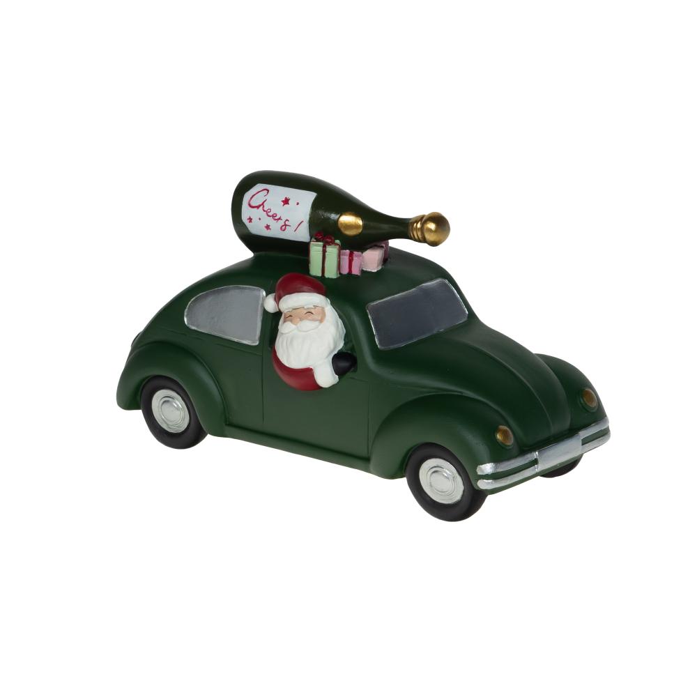 Père Noël en voiture champagne 12 cm en résine e, AMADEUS