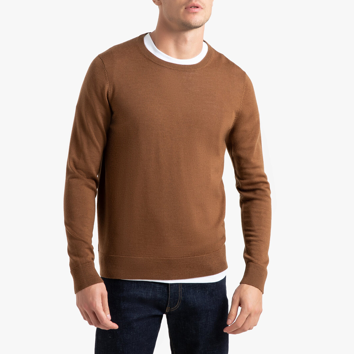 brown crew neck jumper