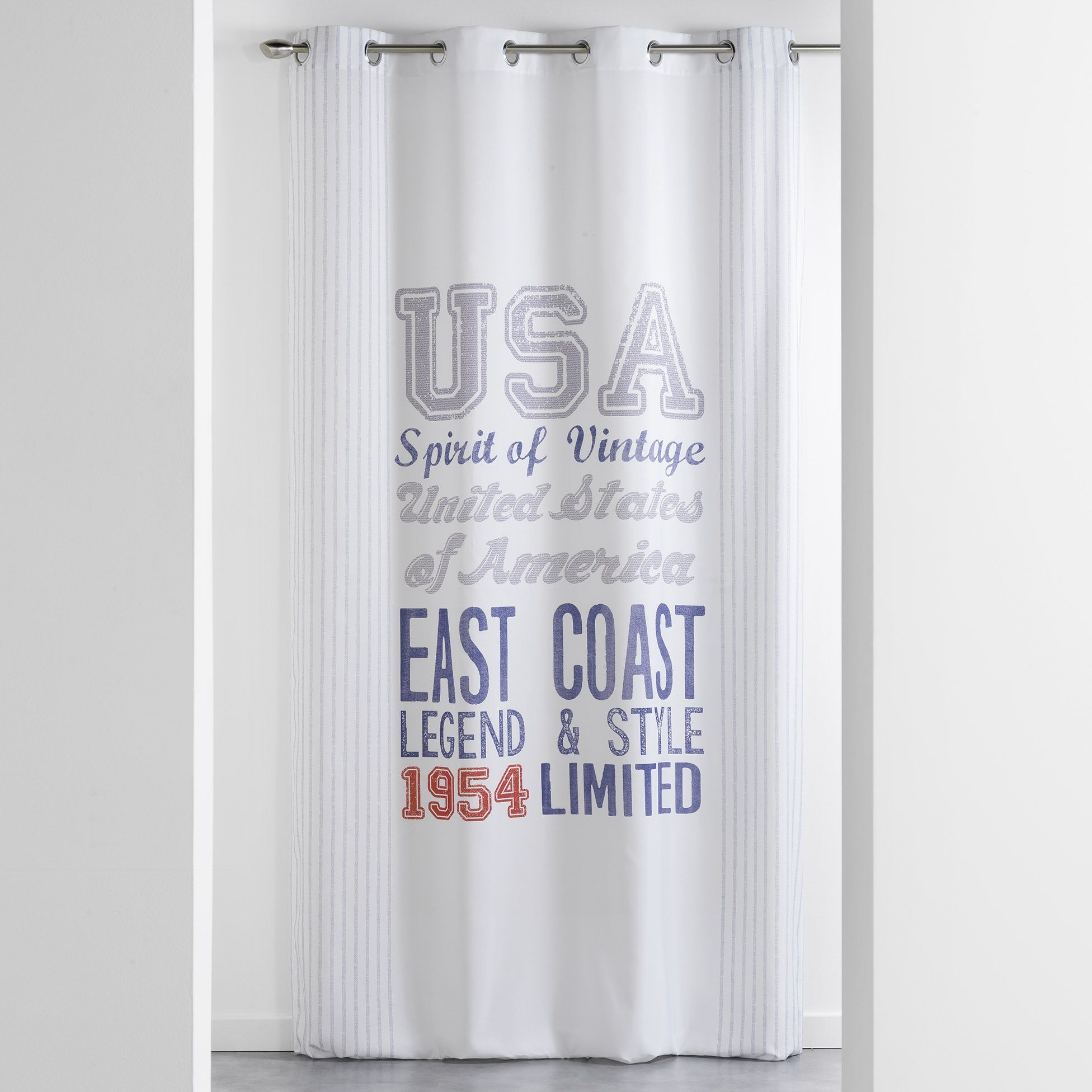 Rideau a oeillets imprime Microfibre East Coast Des.Plage 140 x 260 cm, EDEN