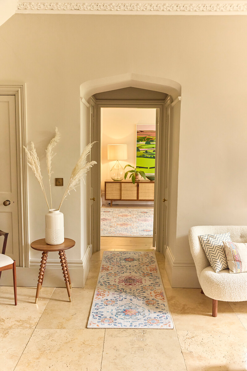 Modern Damask Eco-Washable Runner Rug, HUG RUG