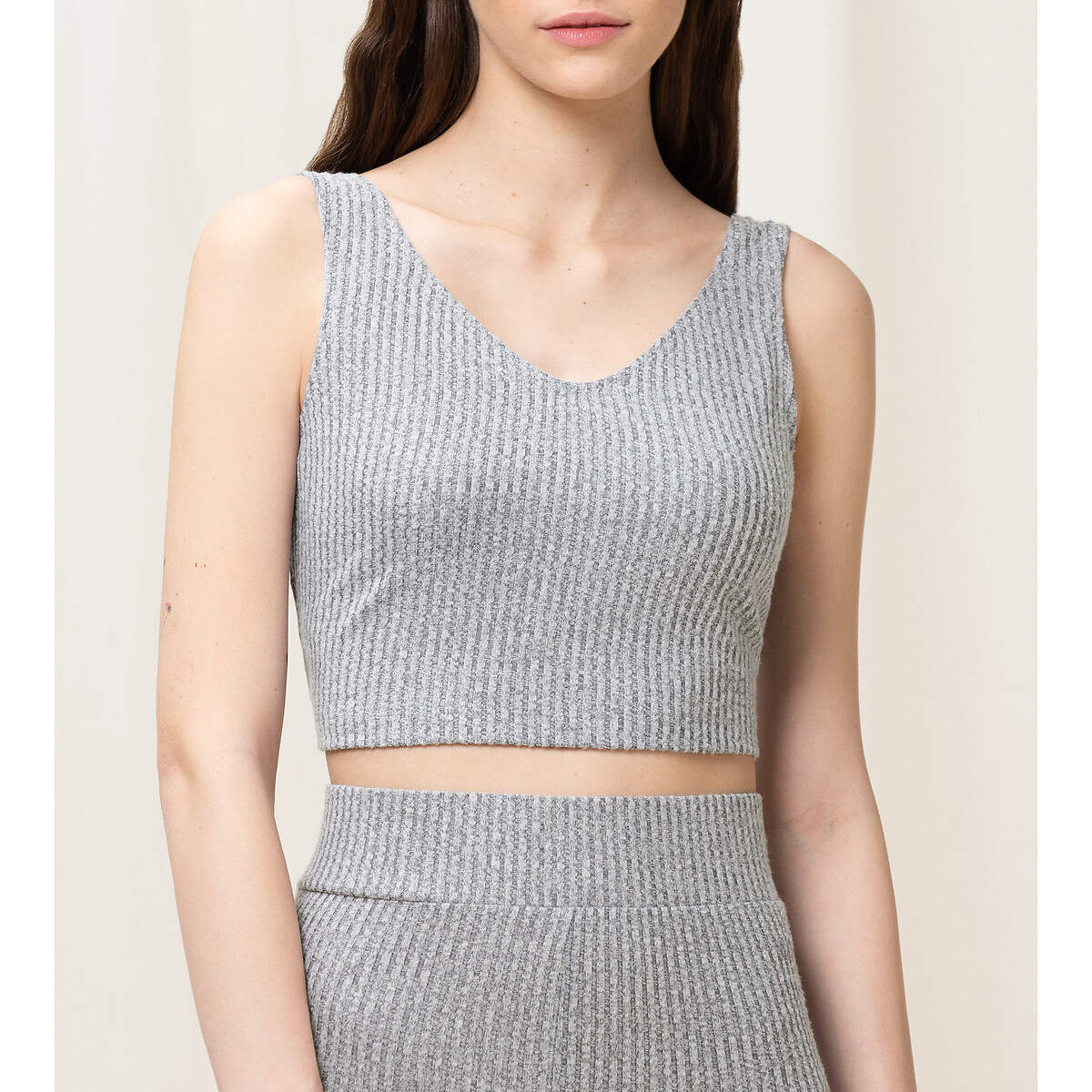 Triumph Recycled Thermal Crop Top in Ribbed Fabric