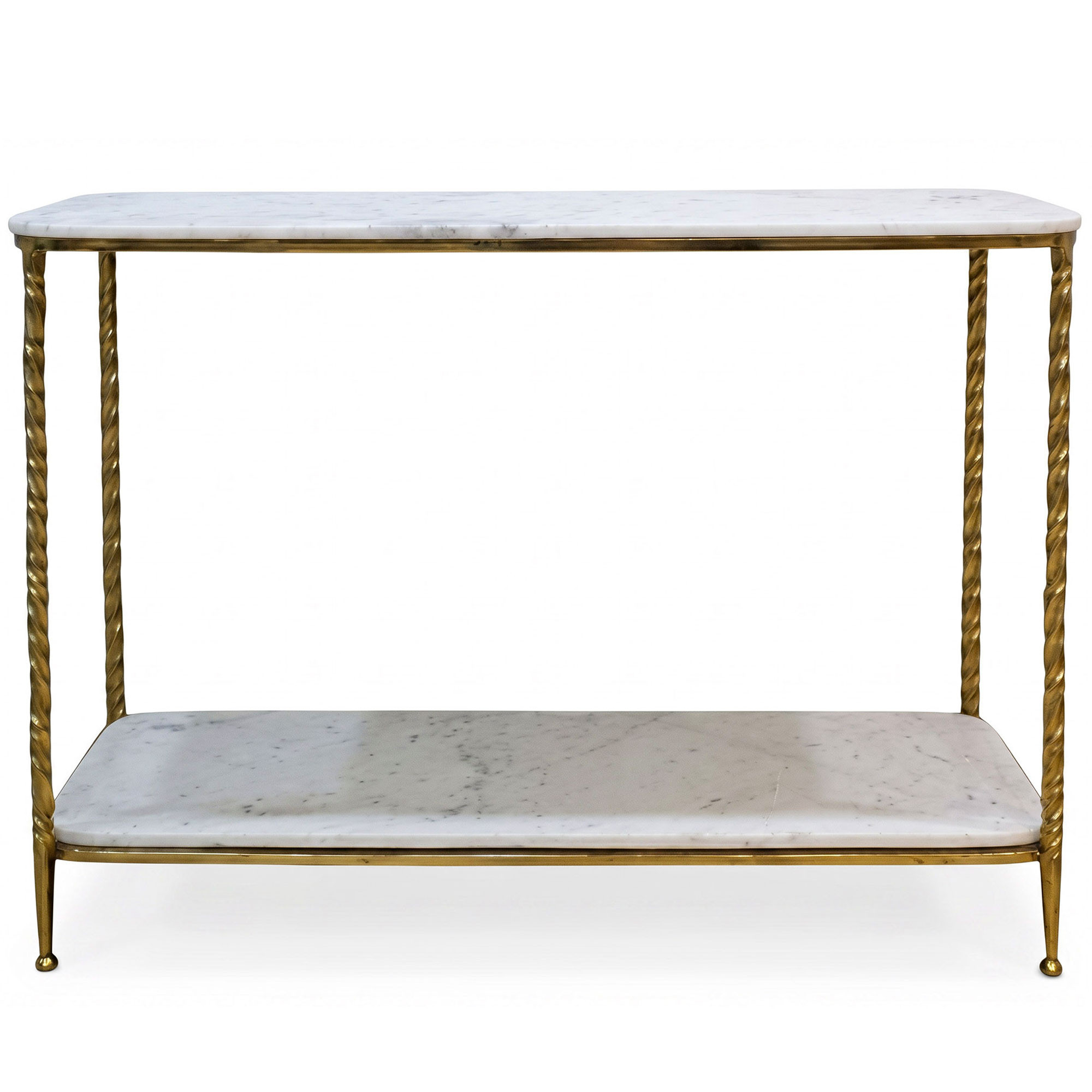 Console classique en métal doré et marbre blanc 160x35x76cm, WADIGA