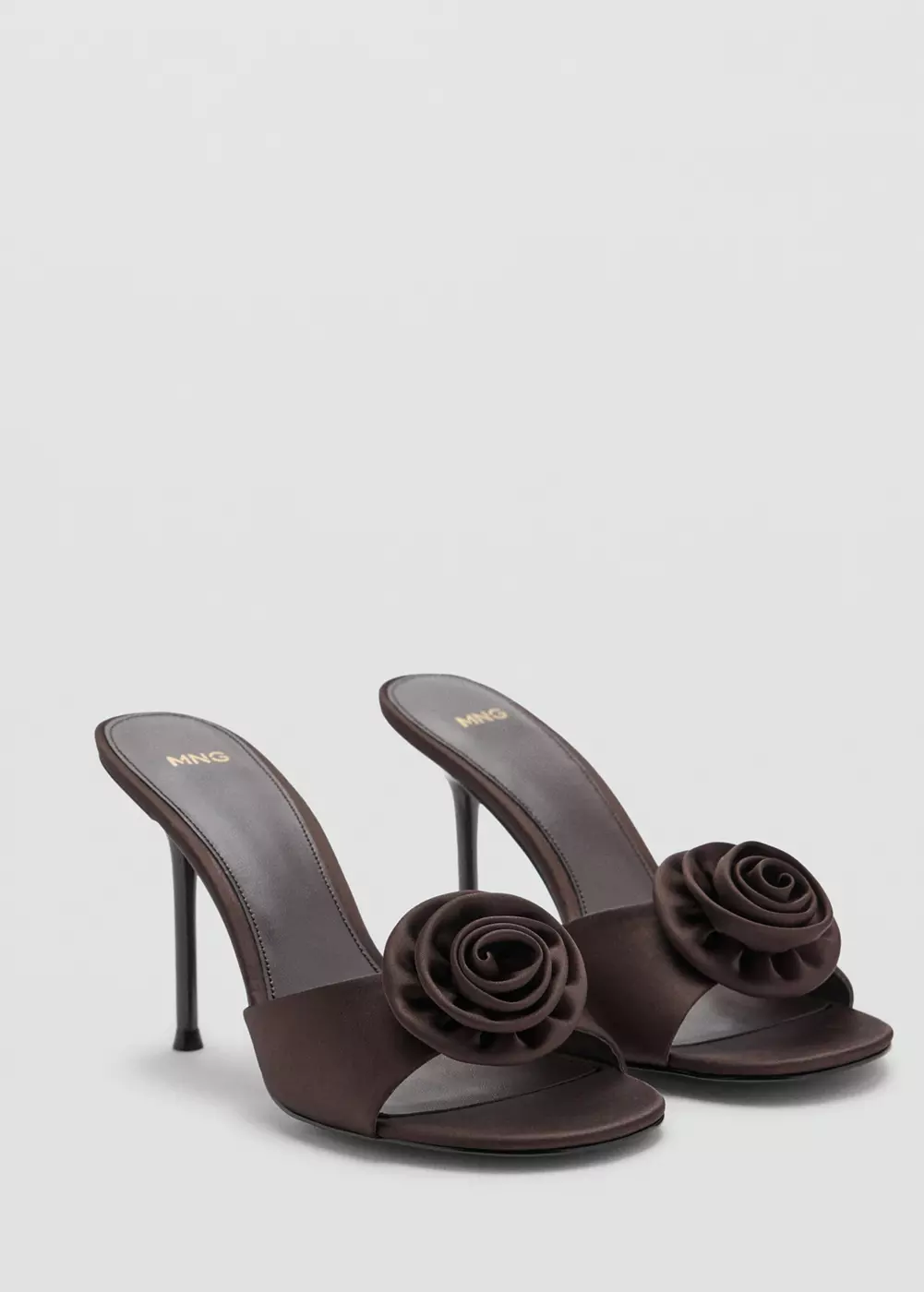 Sandales satinées maxi fleur, MANGO