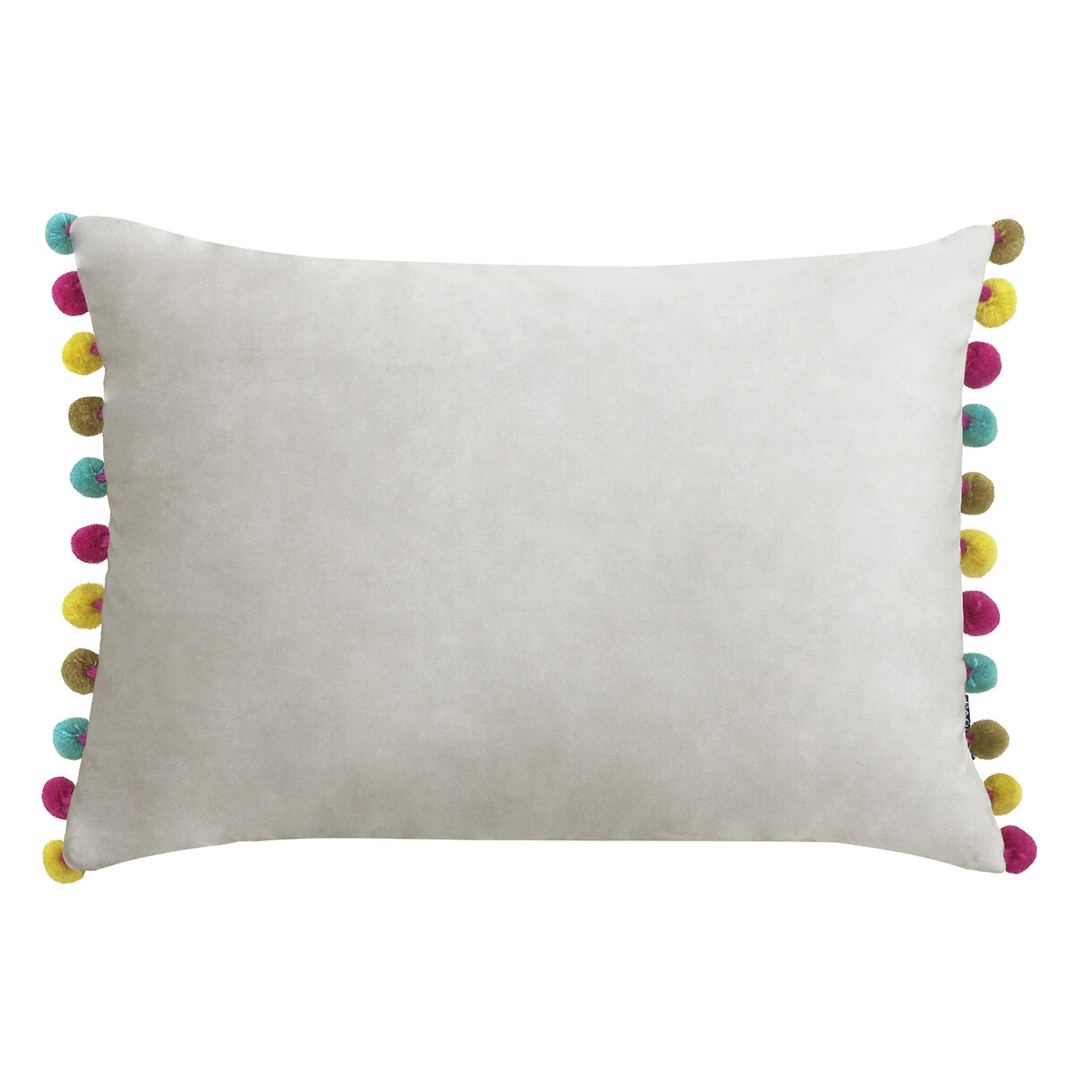 Fiesta Pom-Pom Trim Velvet Filled Cushion 35x50cm, PAOLETTI