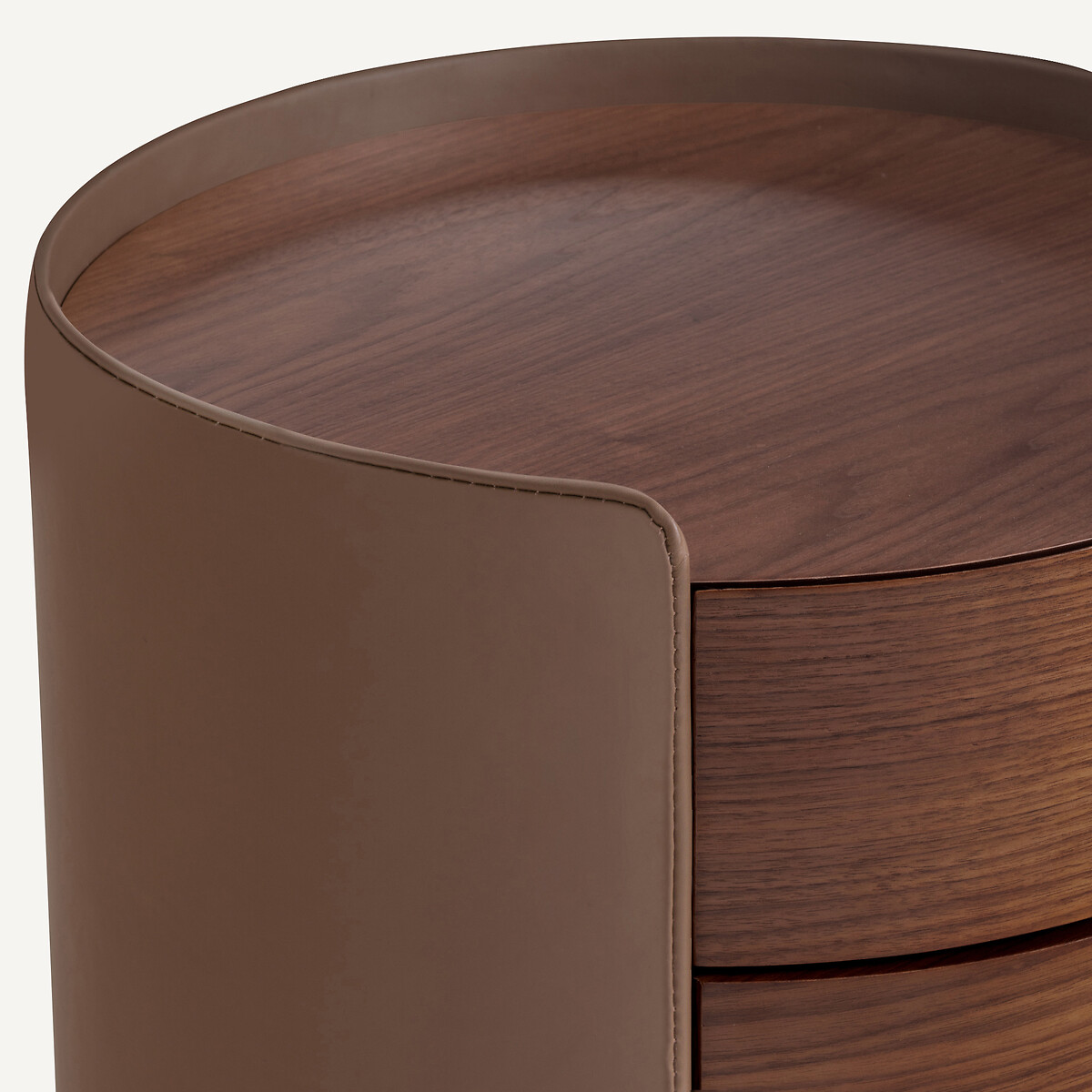 Nachtkastje Firmo Notenhout en Leer - Jaren '50 Design