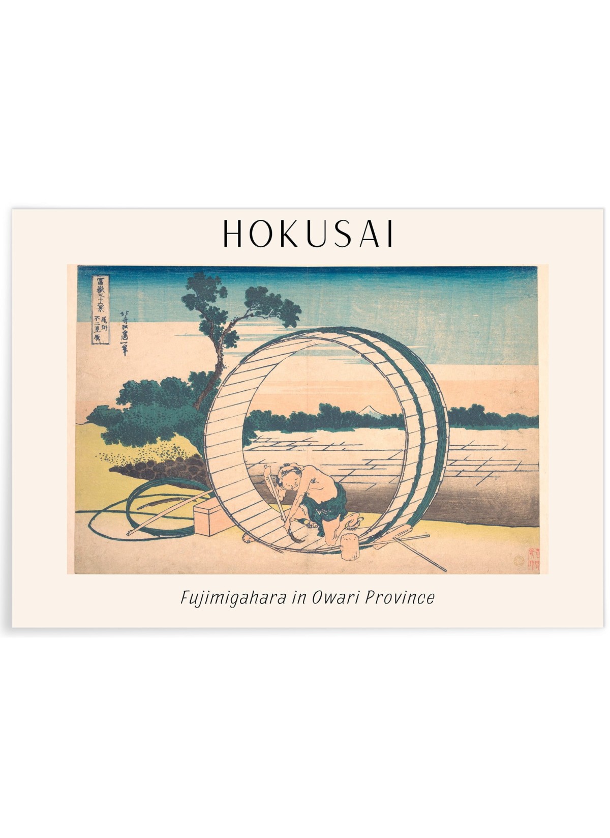 Affiche Hokusai 'Fujimigahara in Owari Province', L'AFFICHERIE