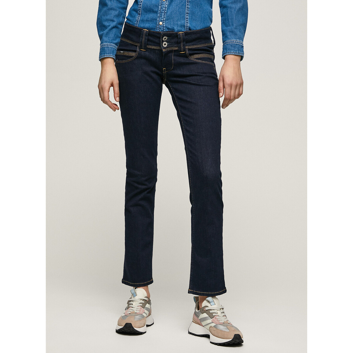 Image of Venus Straight Jeans with Low Rise