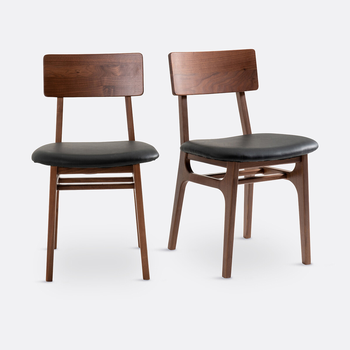 Set van 2 stoelen in notenhout en leer, Larsen, LA REDOUTE INTERIEURS