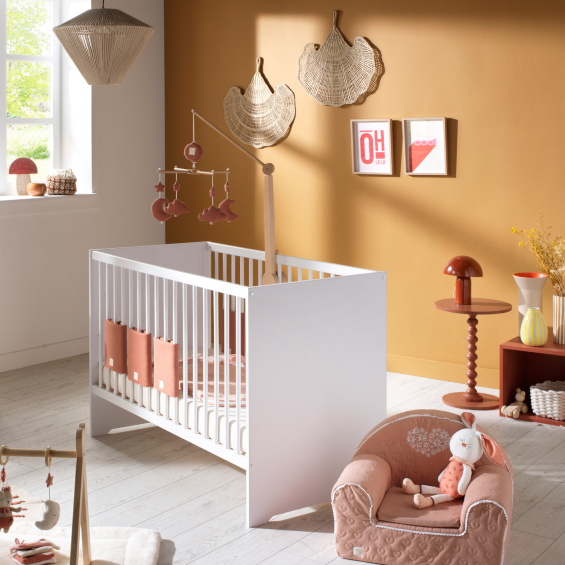 Lit 120x60 avec têtes de lit panneaux, BABY PRICE