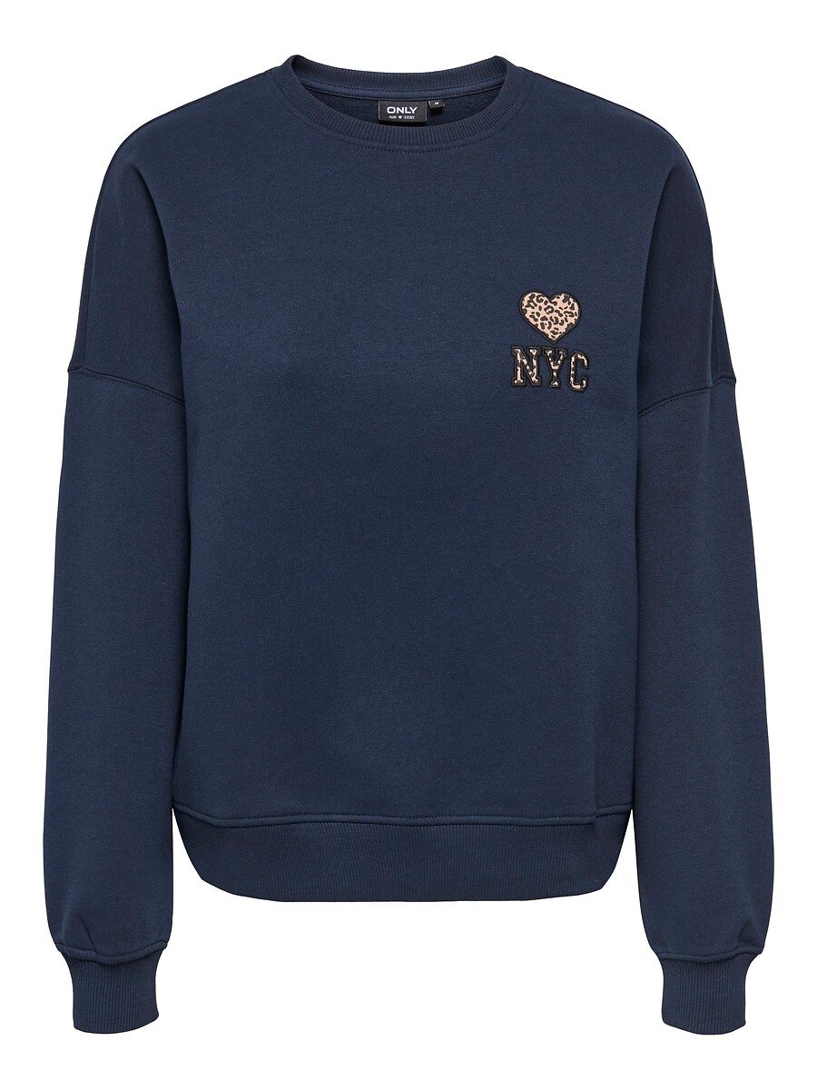 Sweat col rond, cœur poitrine, ONLY