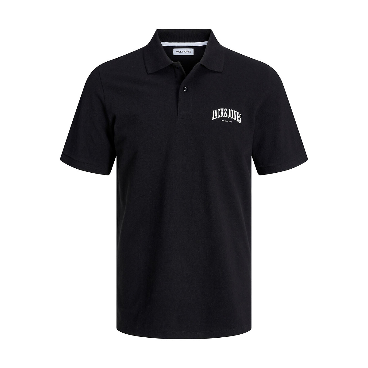 Image of Logo Print Polo Shirt with Short Sleeves