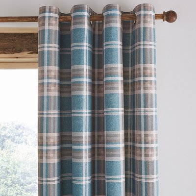 Tweed Woven Check Eyelet Curtains CATHERINE LANSFIELD