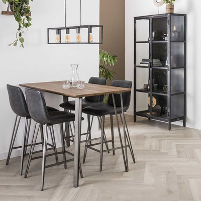 Table haute mange-debout bois grisé et métal style contemporain 140x70cm HELSINKI PIER IMPORT