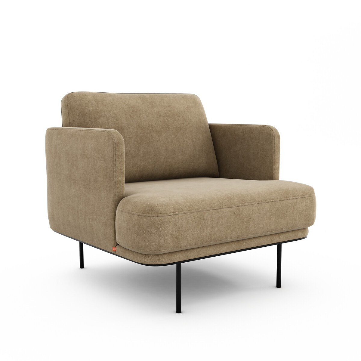 Fauteuil velours stonewashed, Antoine