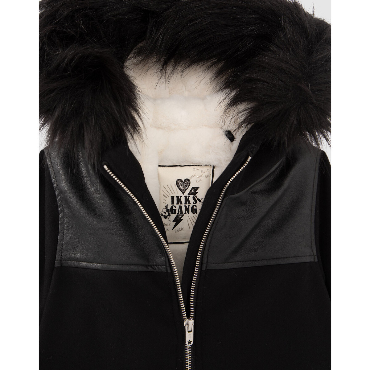 Wool mix hooded coat black Ikks Junior La Redoute