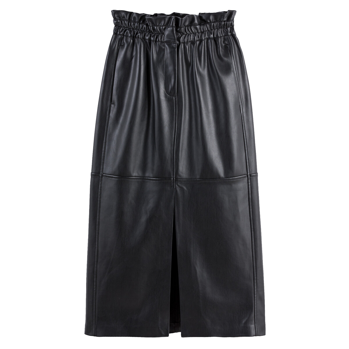 Jupe paper bag longue crayon en simili La Redoute Collections noir La Redoute