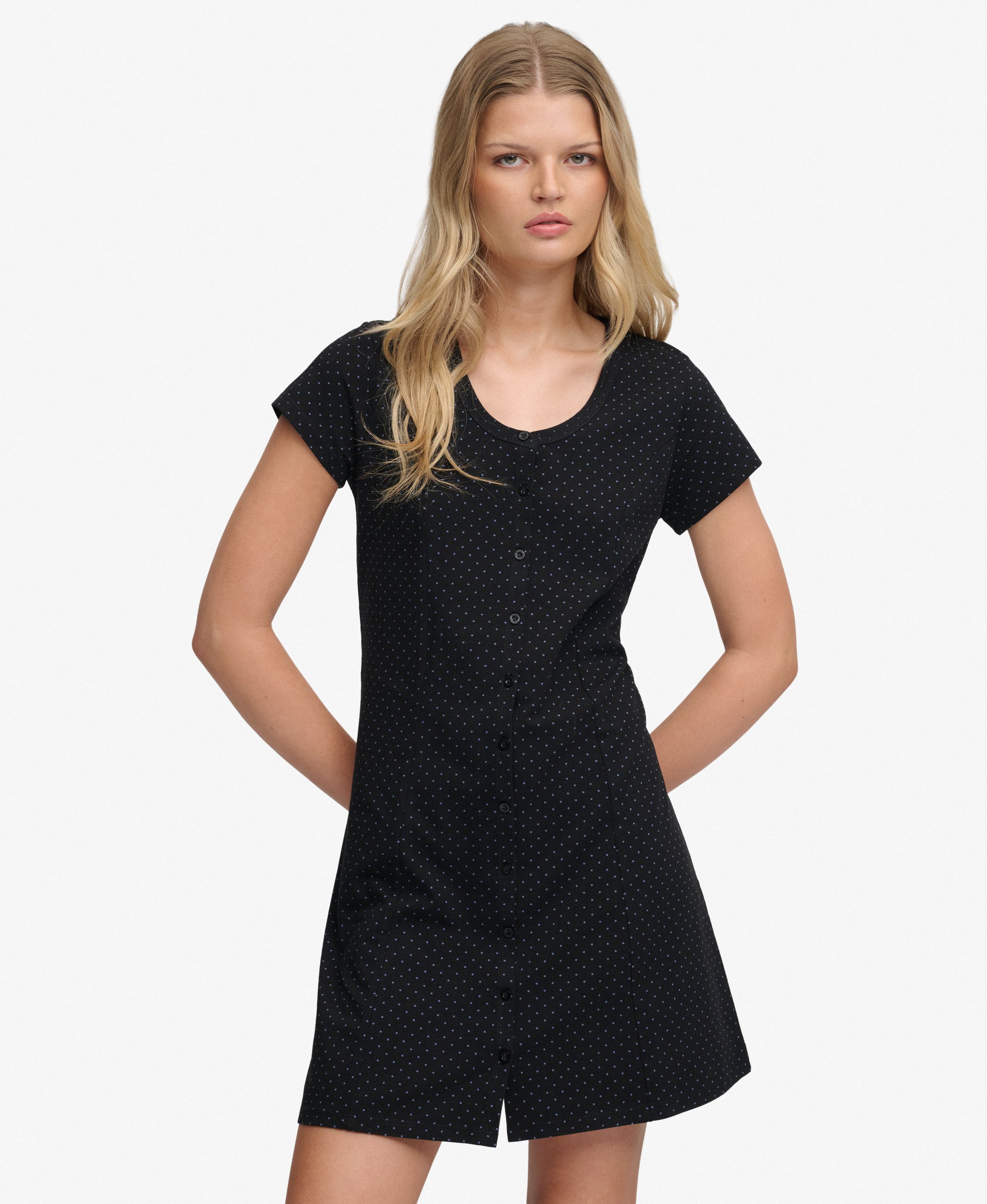 Mini-robe à manches courtes boutonnée, SUPERDRY