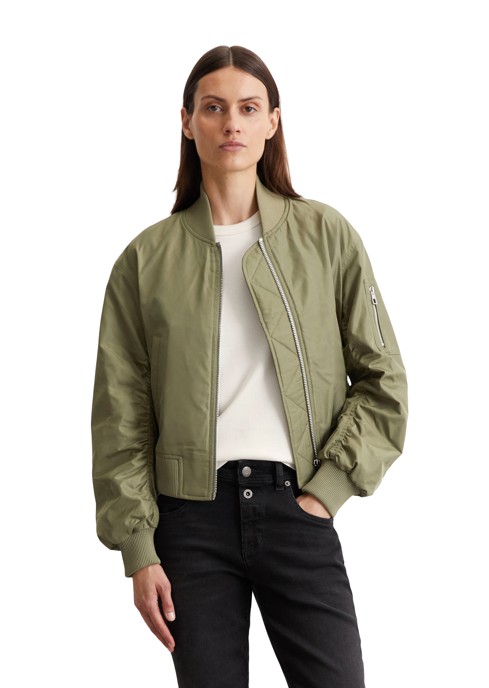 Blouson style pilote regular en sergé de polyester recyclé, MARC O'POLO