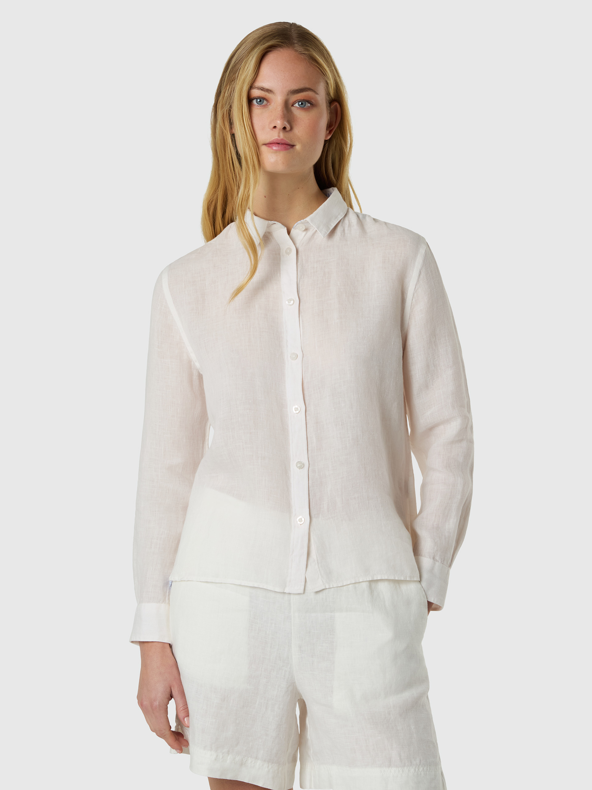 Chemise en lin avec logo brodé, NORTH SAILS