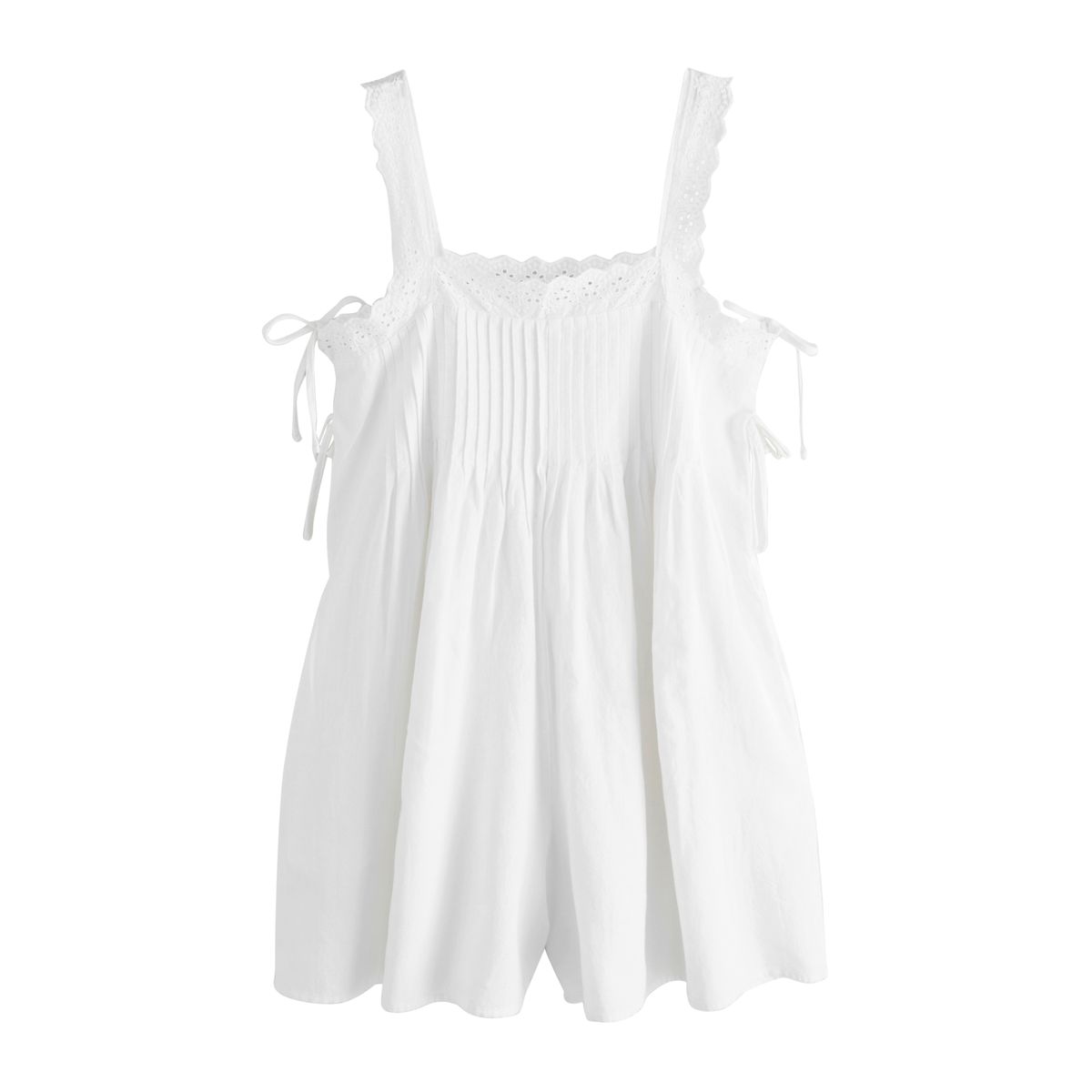 Combi-short sans manches en dentelle et lin, NEXT