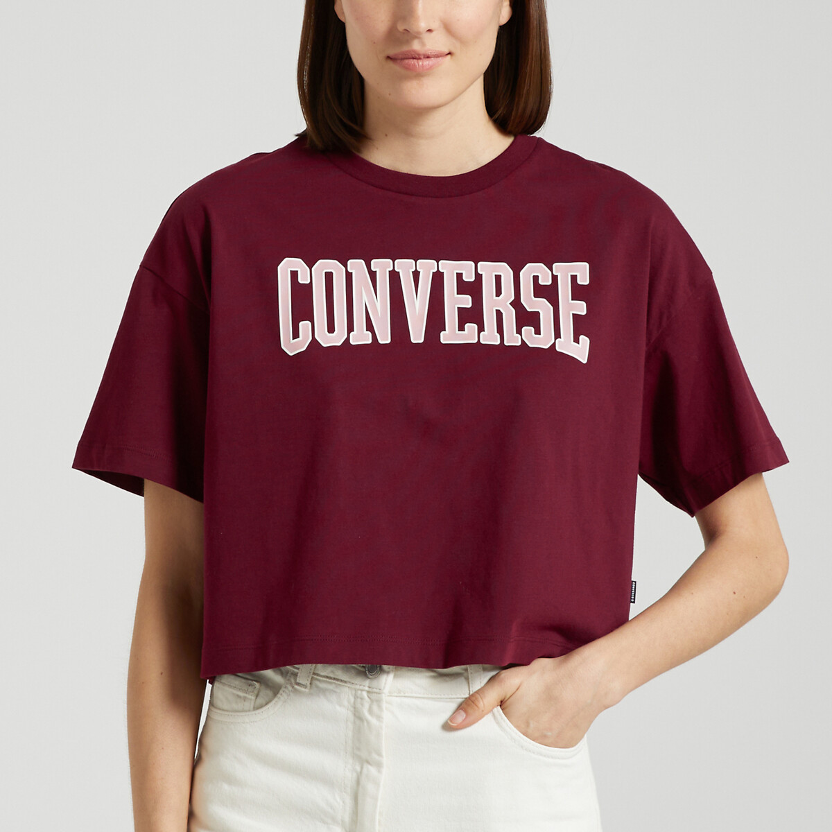Image of Logo Print Boxy T-Shirt in Cotton
