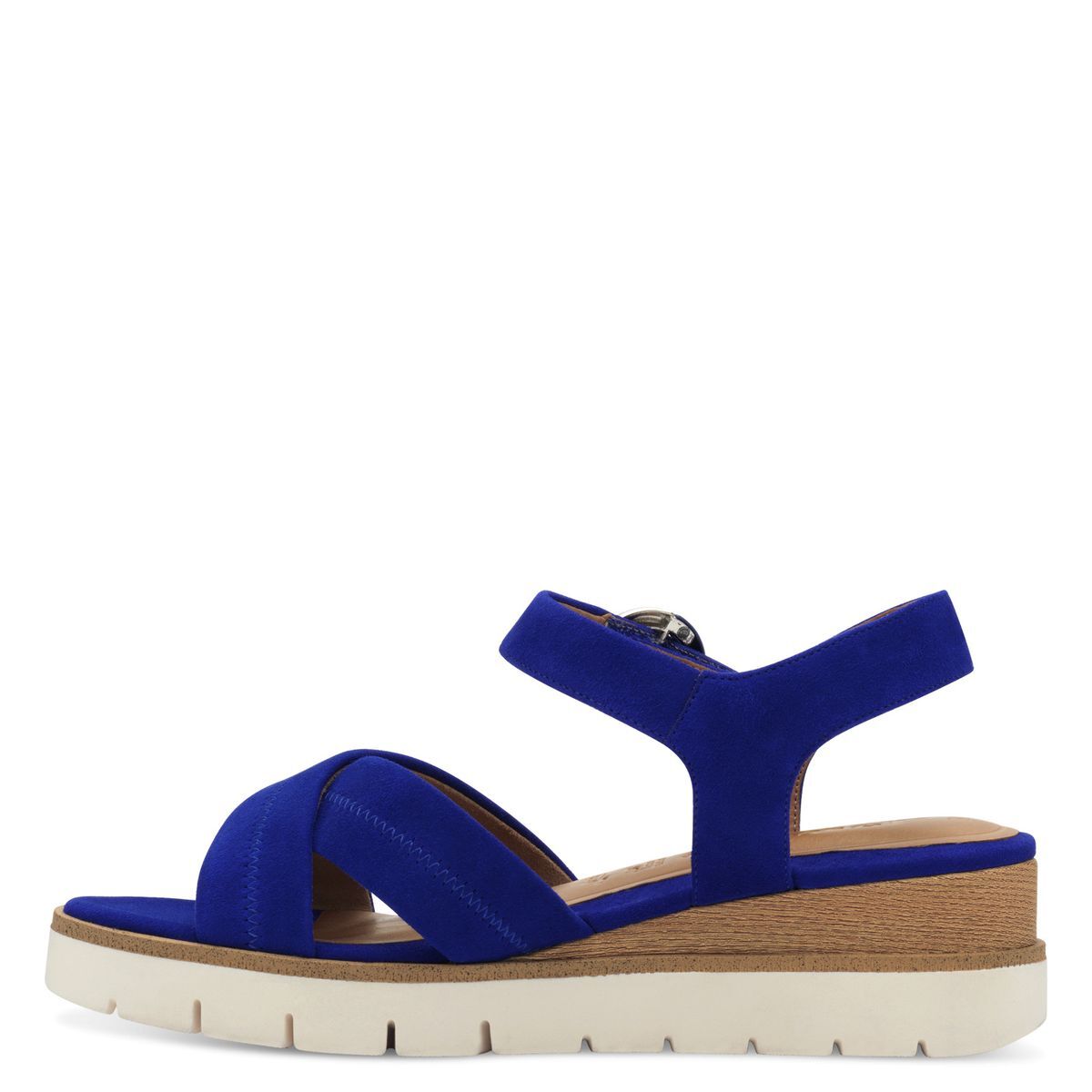 Sandales Compensées Exe Tereza En Cuir Bleu - Taille 6 - Modèle T-bar - Occasion Peu Porté