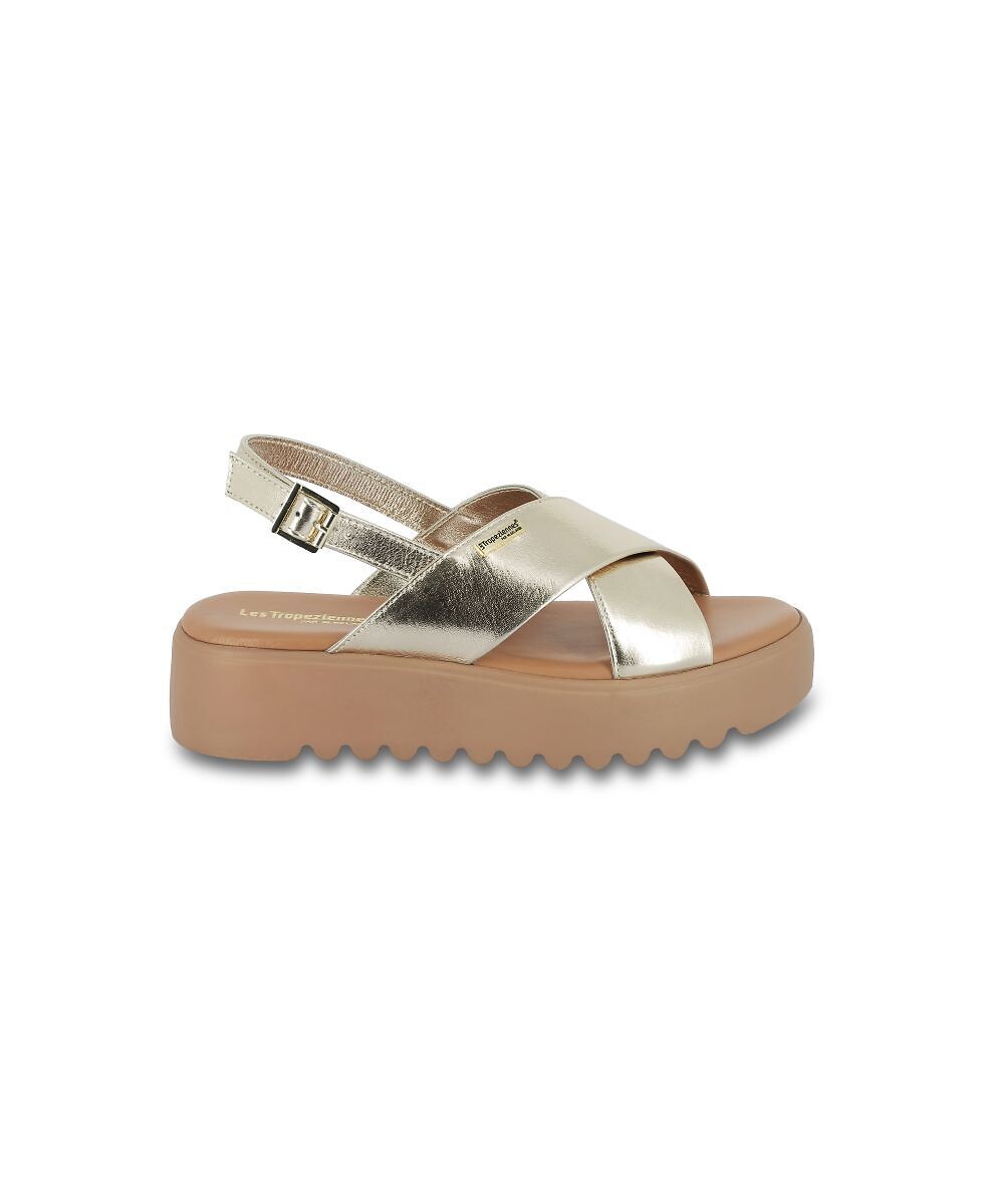 Leren plateausandalen Dorine