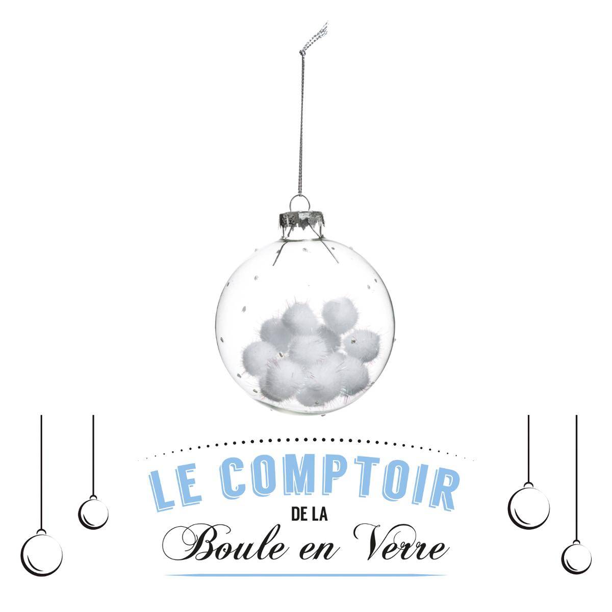 Boule intérieur boules de Noël coton 8 cm verre, FEERIC LIGHTS & CHRISTMAS