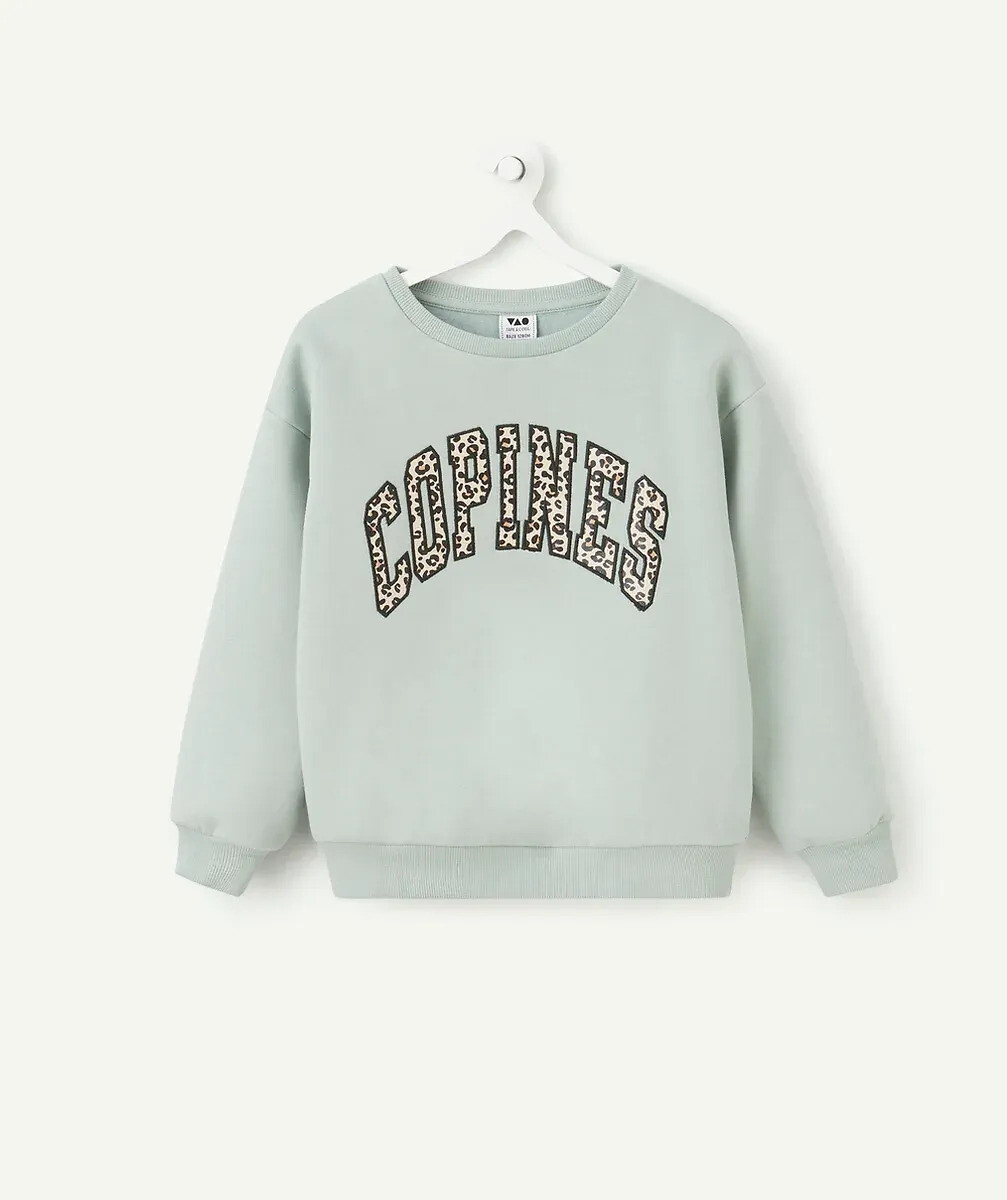 Sweat de gola redonda, com mensagem em estampado leopardo, TAPE A L'OEIL