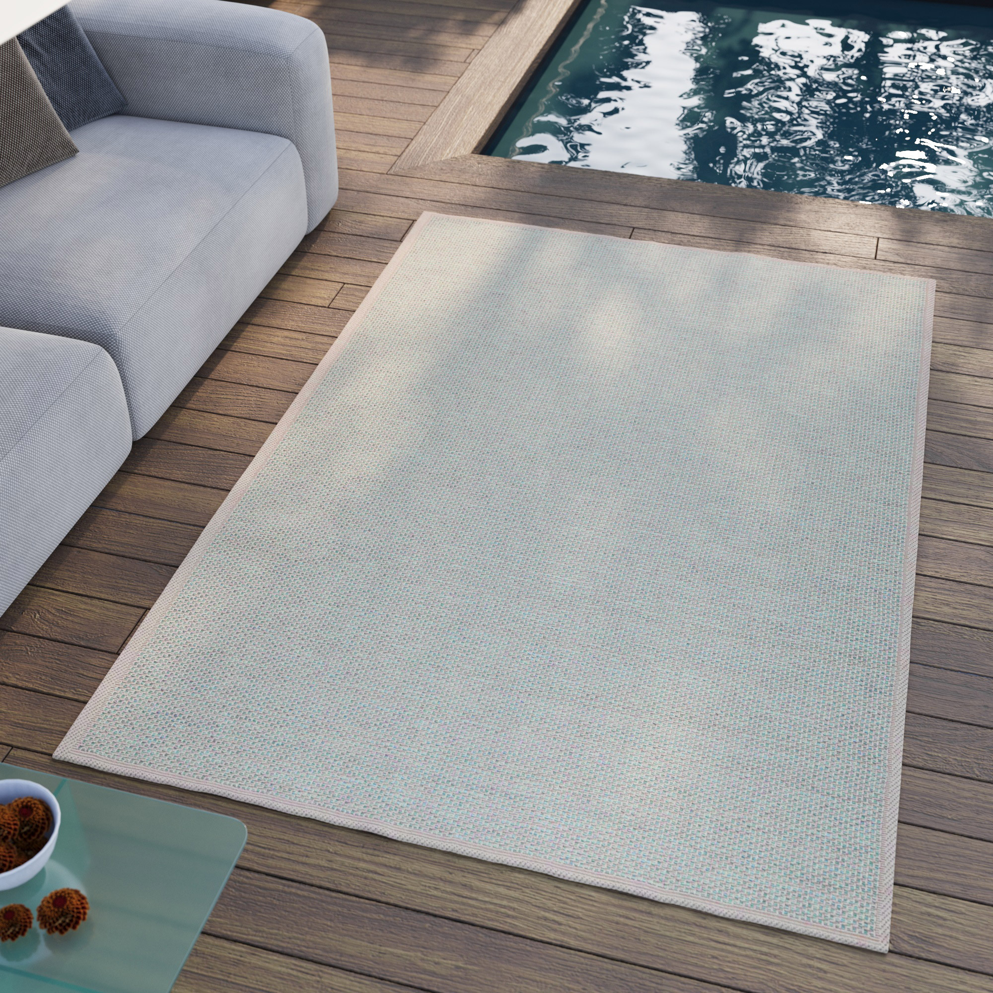 Tapis intérieur extérieur uni bordure , IN & OUTDOOR MIDLAND, ESPRIT