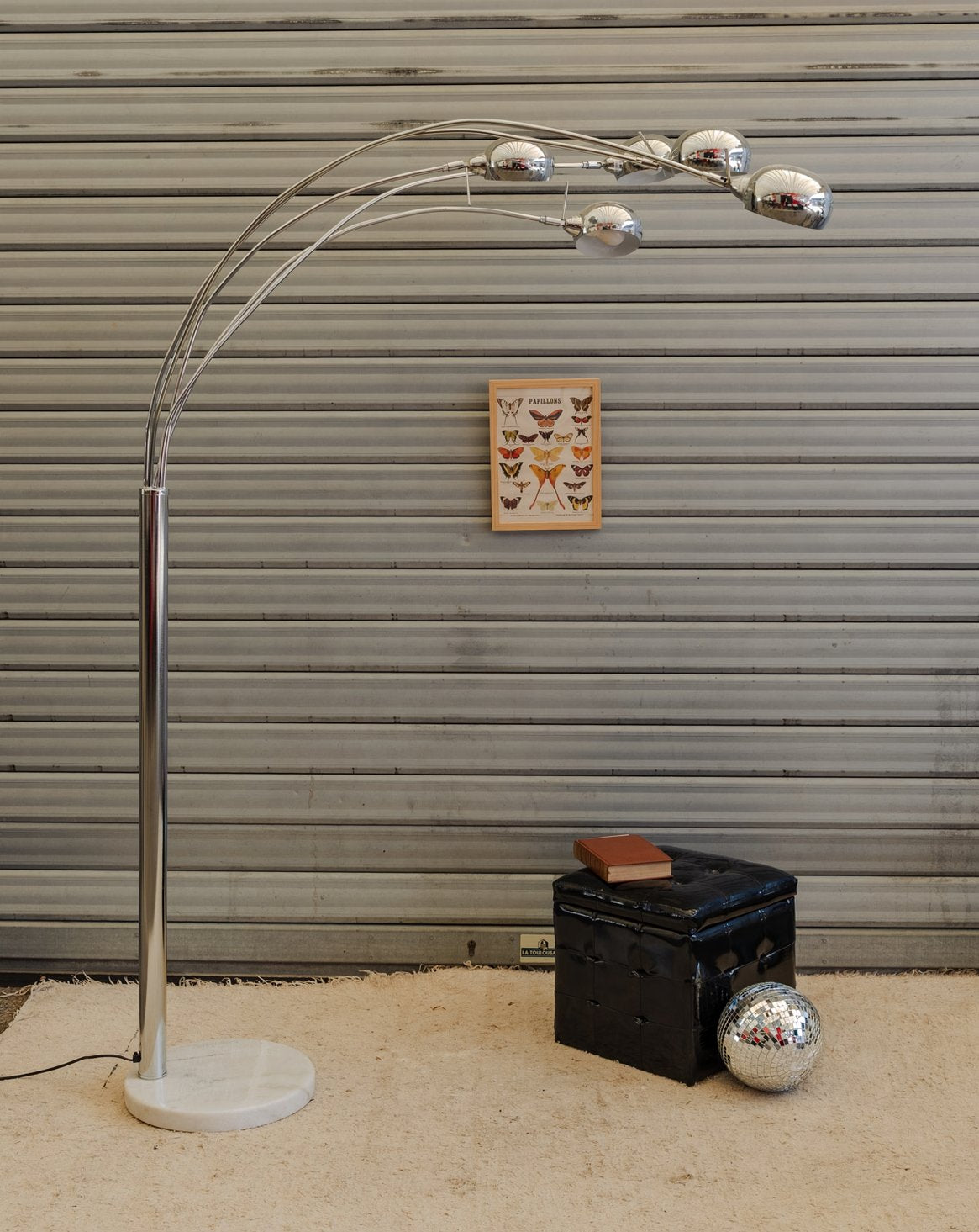 Lampadaire chromé et en marbre Julien N°416 - Bon état, DEBONGOUT