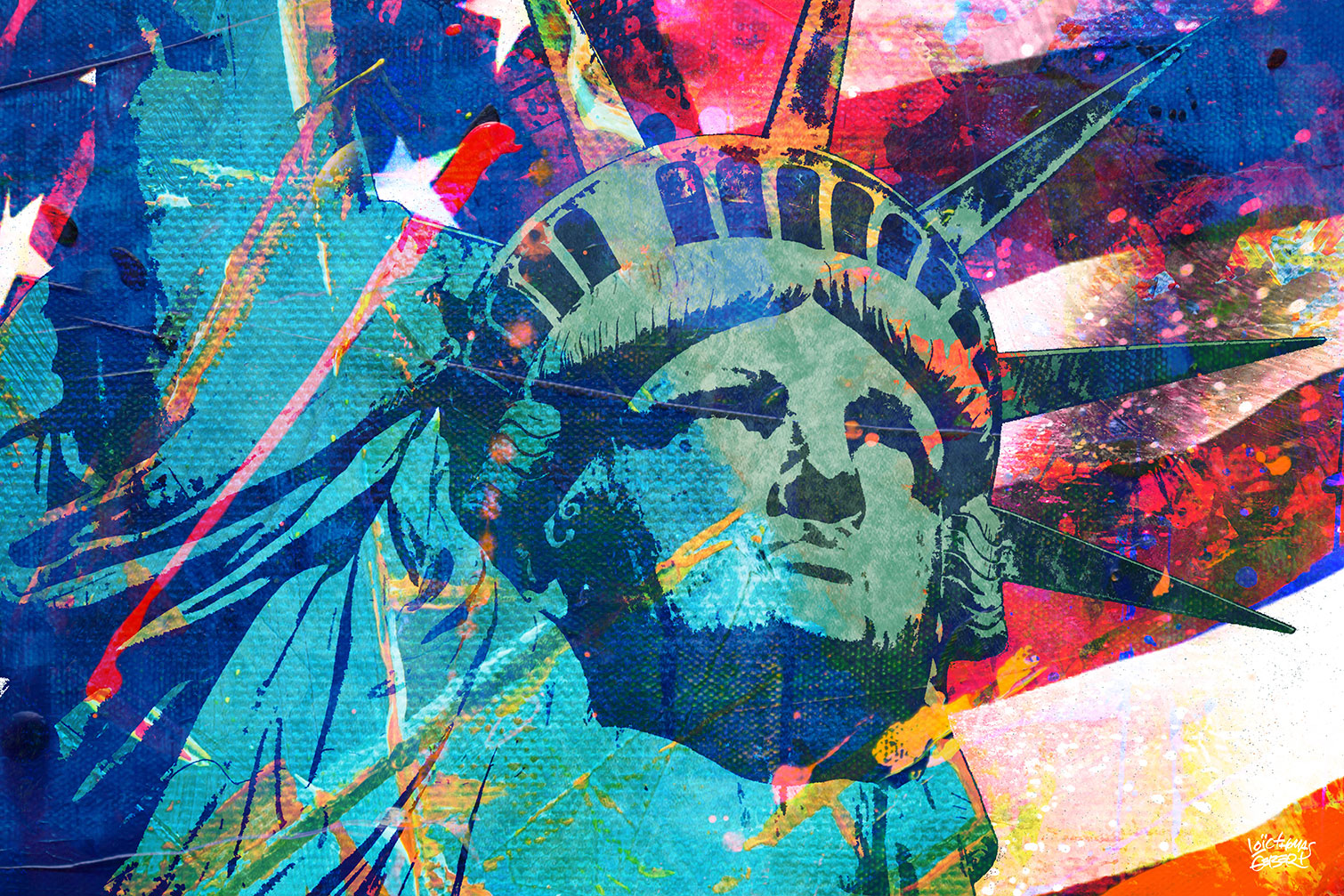 Tableau Affiche illustration graffiti statut de la liberté, HEXOA