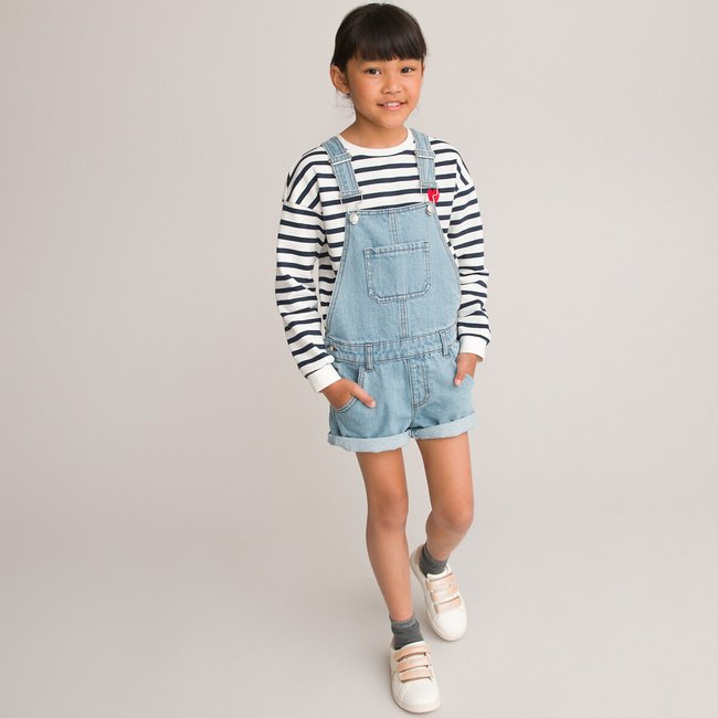 Denim Short Dungarees, 3-12 Years, double stonewashed, LA REDOUTE COLLECTIONS