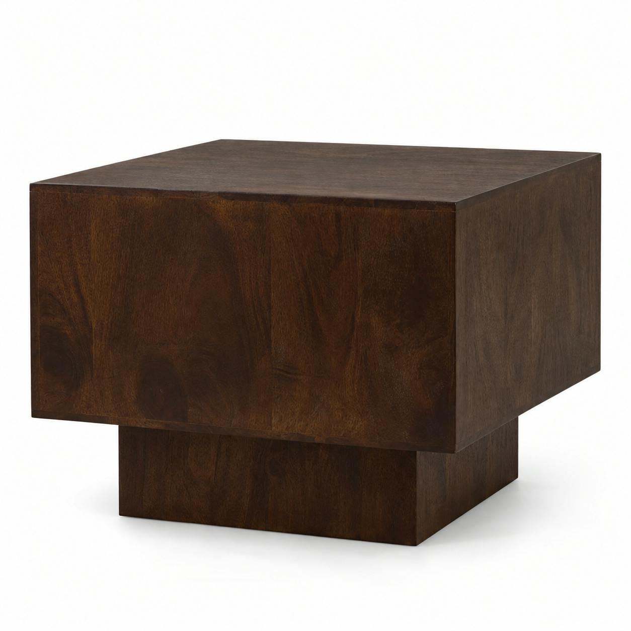 Table basse cube vintage en bois brun 56 cm ALMA, PIER IMPORT