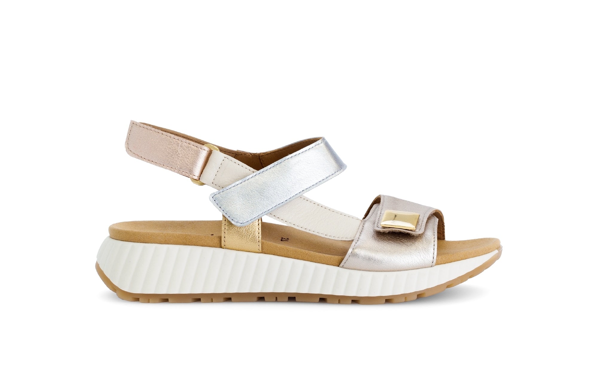 Sandales en cuir à talon compensé, GABOR