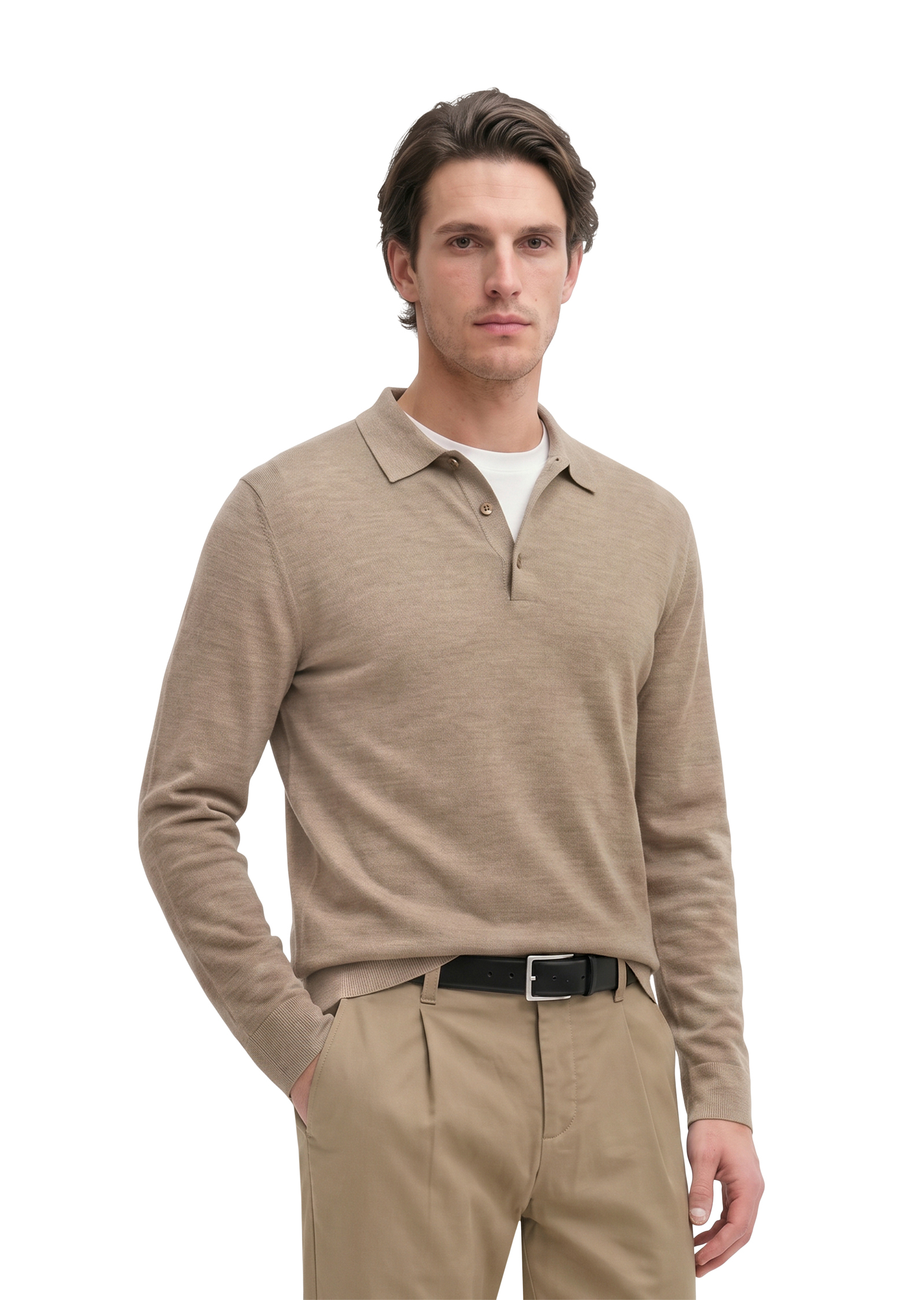 Polo en maille, coupe classique en laine vierge douce, MARC O'POLO