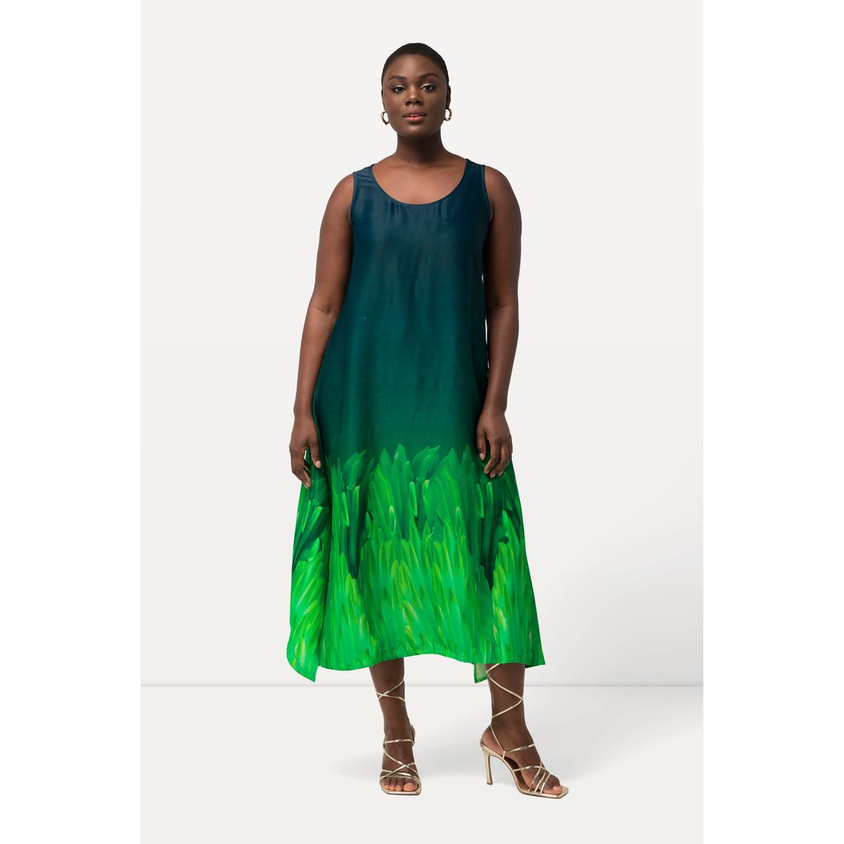 Ulla Popken Robe Swing Imprimé Floral Femme Grande Taille - Col Rond Poches