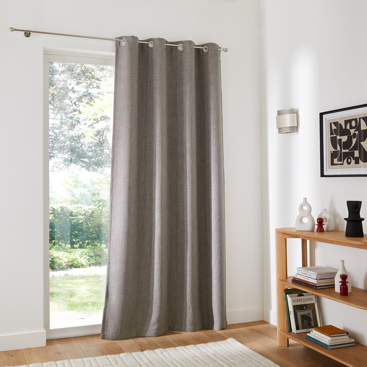 Lieson Tenda Oscurante Finestra Lino, Doppia Tenda Soggiorno Moderna con Occhielli Tende per Salotto e Camera da Letto 107x132CM Marrone