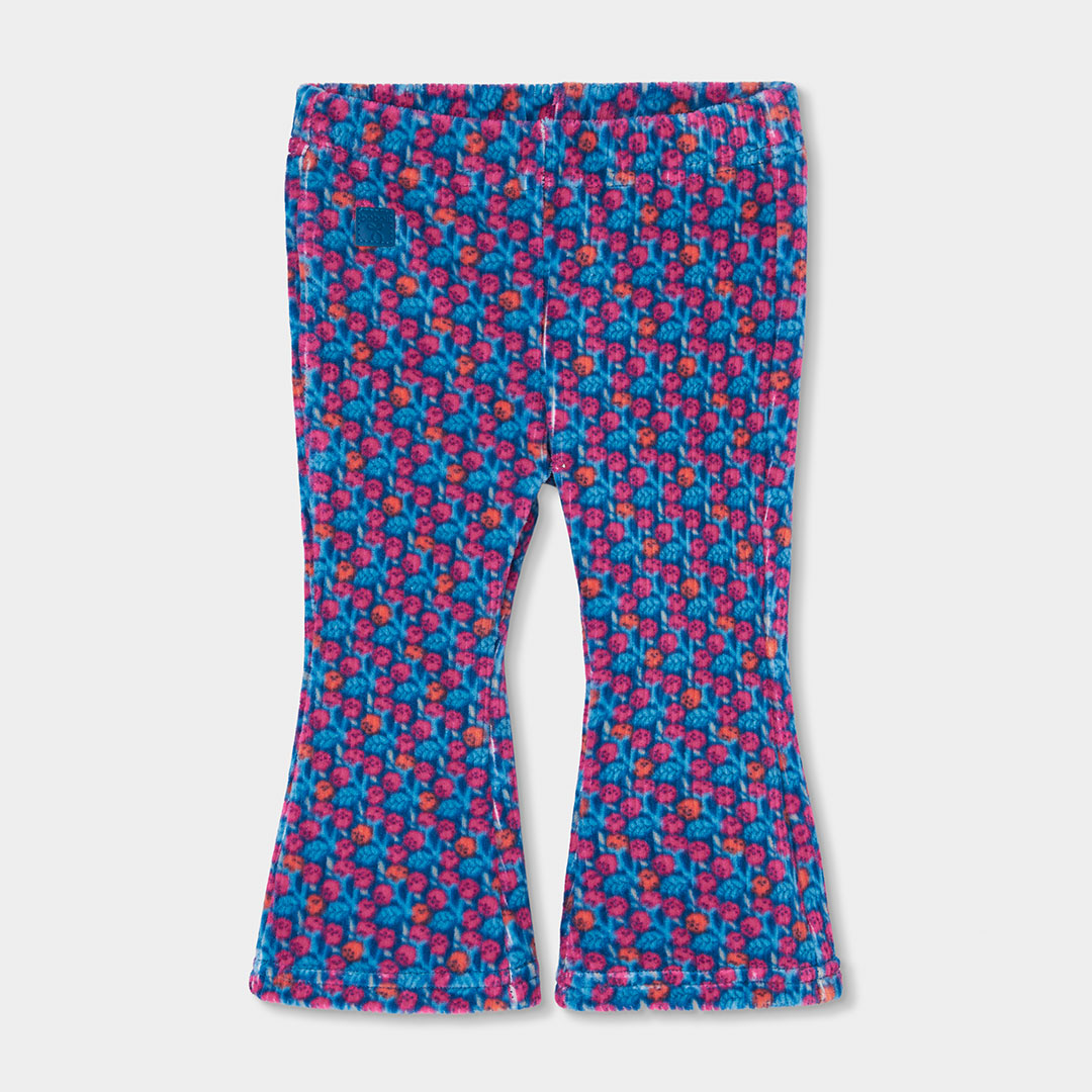 Pantalon fille imprimé fleurs évasé, BOBOLI