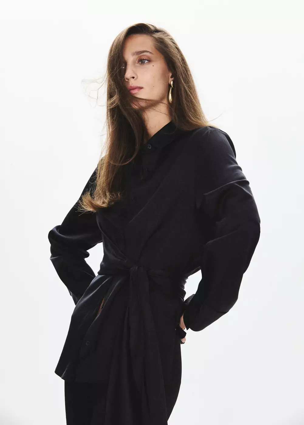 Chemise droite détail nœud, MANGO