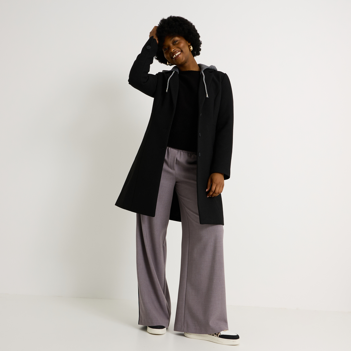 Manteau mi-long capuche amovible, GRAIN DE MALICE