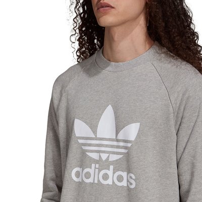 Cotton Sweatshirt with Small Trefoil Logo Print and Crew Neck adidas Originals