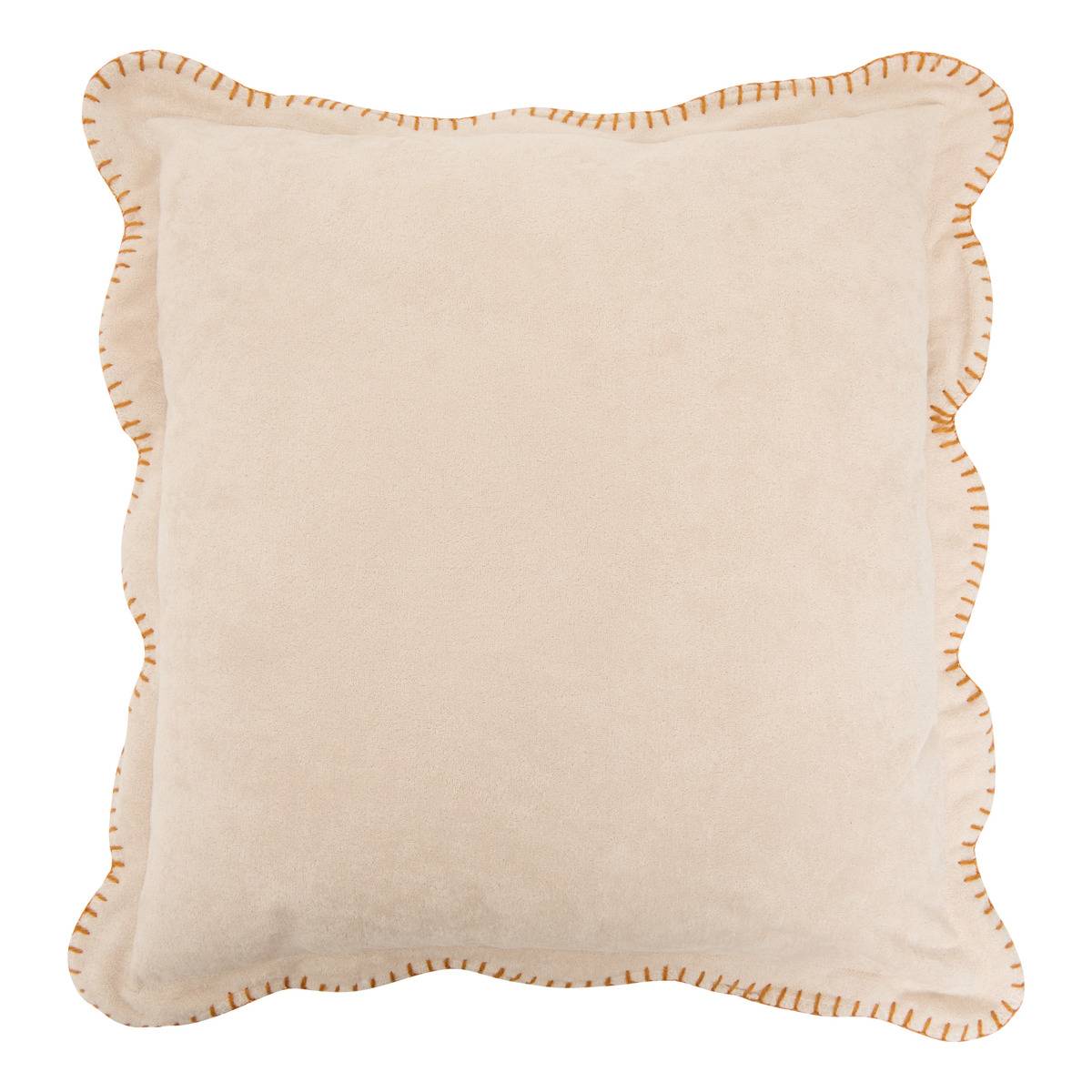 Coussin carré à bords festonnés et coutures apparentes AUTOMNE, ATMOSPHERA
