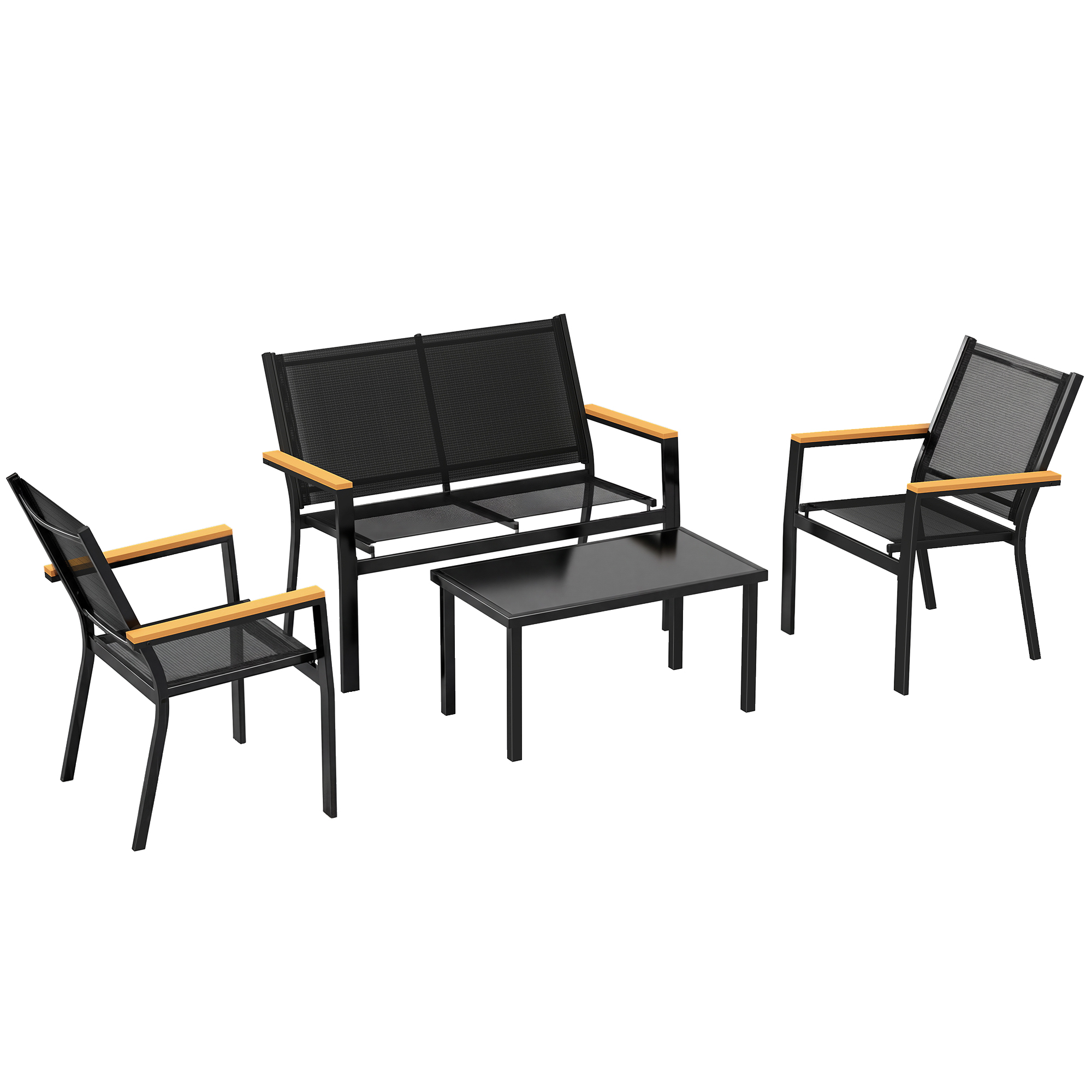 Ensemble de canapés de jardin Acier Noir, OUTSUNNY