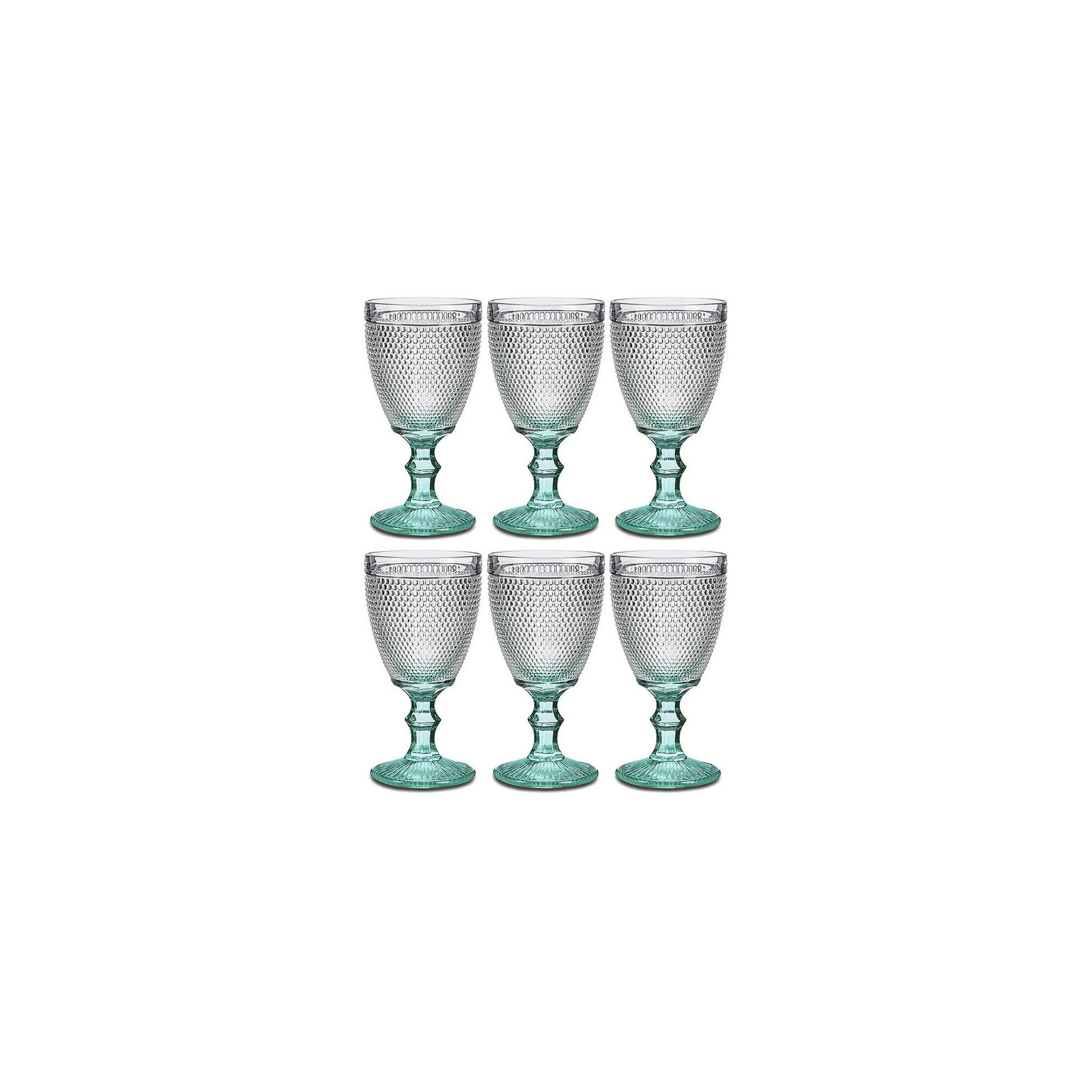 Set de 6 Verres à Vin Pieds Turquoise Points - 33cl, WADIGA