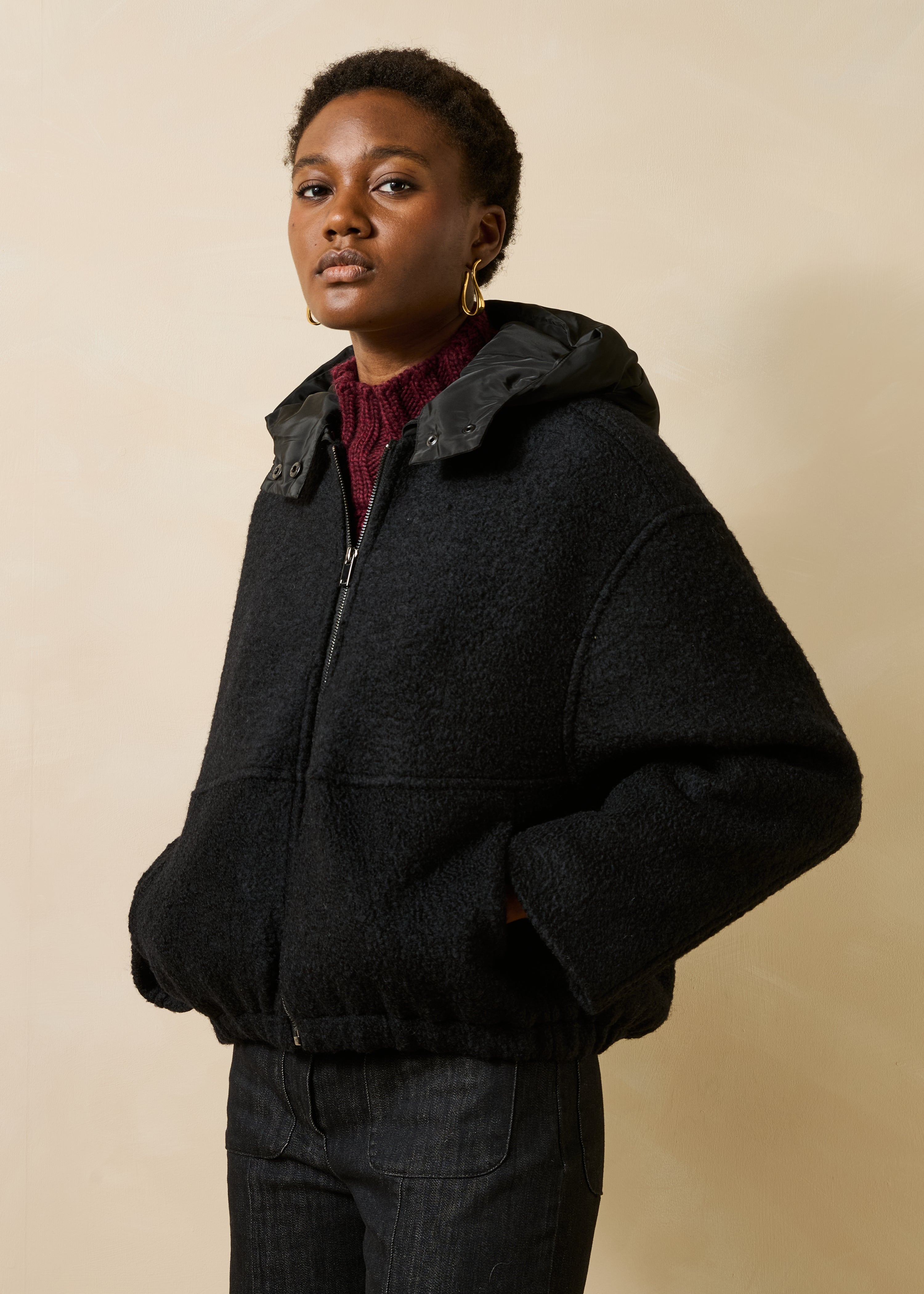 Blouson manches longues à capuche amovible, LA FEE MARABOUTEE
